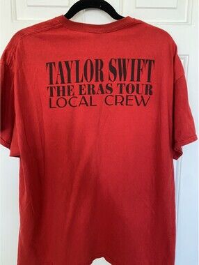 Taylor Swift The Eras Tour Local Crew T Shirt Red XL Gildan